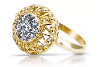 خاتم زركونيا 14 كارت من الذهب الأصفر أسلوب فينتاج vrc059y